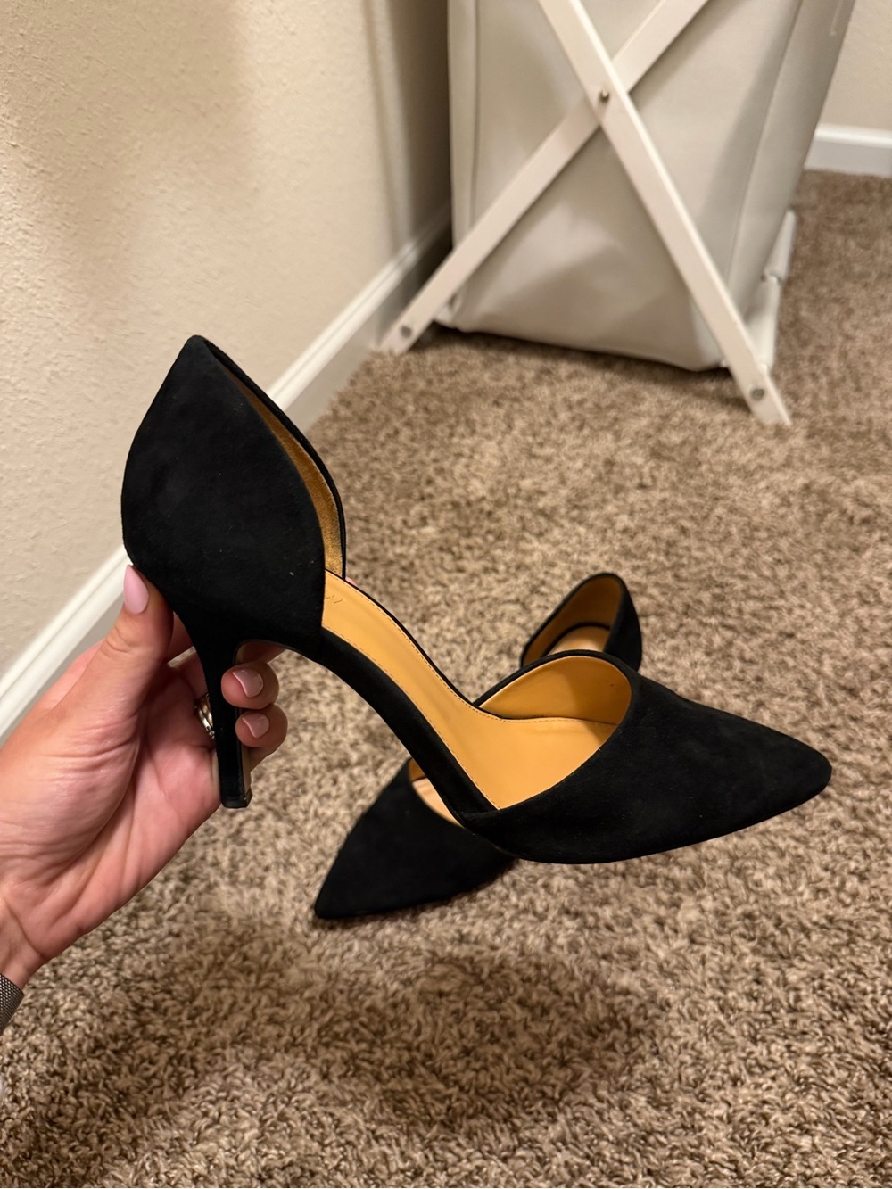 Black suede J.Crew heels